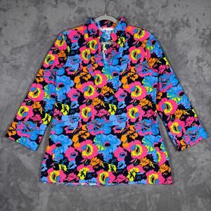 Jude Connally Floral Tunic Top Multicolor 3/4 Sleeve Women’s M USA